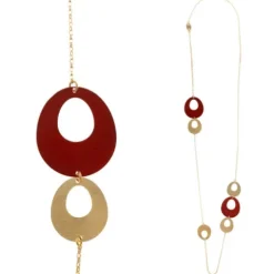 Salvatore Plata Collar Óvalos Esmalte Rojo