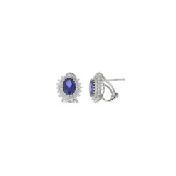 Salvatore Plata Pendientes Ovalo Azul Lady
