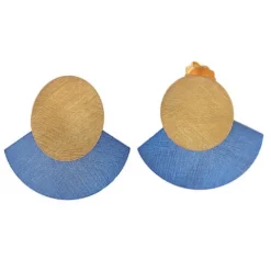 Salvatore Plata Pendientes Geometría Esmalte Azul