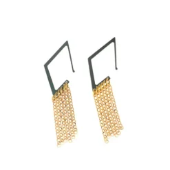 Salvatore Plata Pendientes Rombo Verde Cadenas