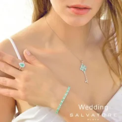 Salvatore Plata Pulsera Ovalos Circonita Menta