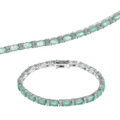 Salvatore Plata Pulsera Ovalos Circonita Menta