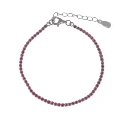 Salvatore Plata Pulsera  Riviere Fucsia