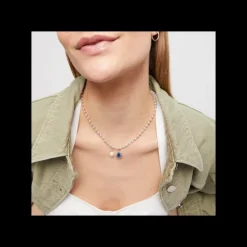 Uno de 50 Collar Esferas Perla Cristal Azul