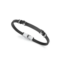 Viceroy Pulsera Air de acero con Ip negro y piel negra
