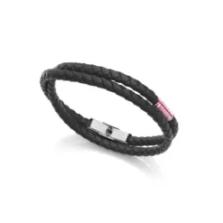 Viceroy Pulsera de hombre Air de acero y piel con doble vuelta color negra